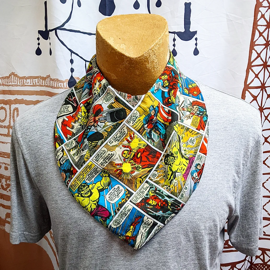 Marvel Cartoon Print Adult Size Special Needs Bandana Bib Made in Australia