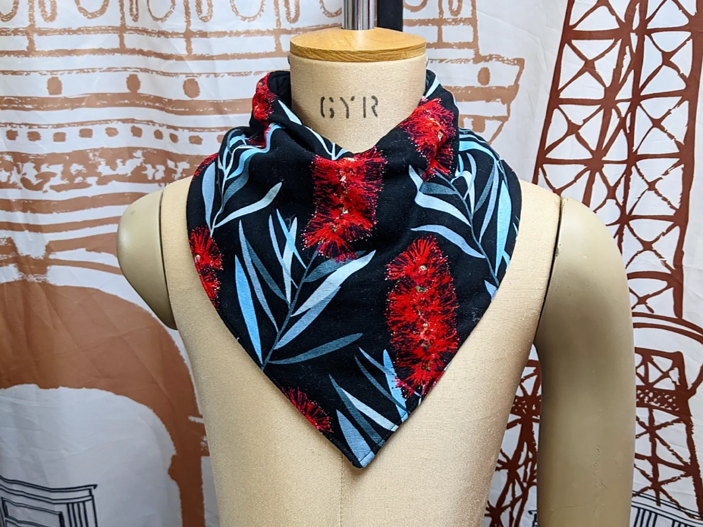 Jocelyn Proust Bottlebrush Print Child Size Bandana Bib Made in Australia